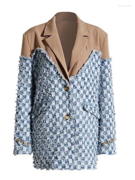 women's jackets hit color denim coat for women lapel long sleeve pocket patchwork plaid coats female autumn clothing fashion 2022, Black;brown
women's jackets hit color denim coat for women lapel long sleeve pocket patchwork plaid coats female autumn clothing fashion 2022, Black;brown