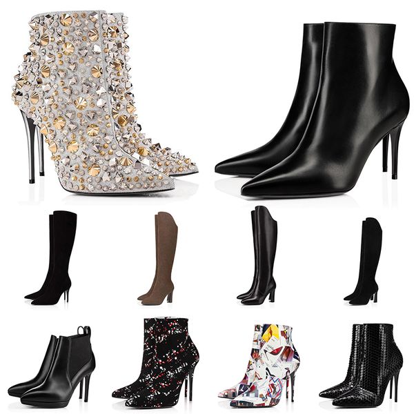 fashion ladies winter boots red bottom high heels women ankle boot pointed-toe outdoor shoes platform leather suede booties with box, Black
fashion ladies winter boots red bottom high heels women ankle boot pointed-toe outdoor shoes platform leather suede booties with box, Black