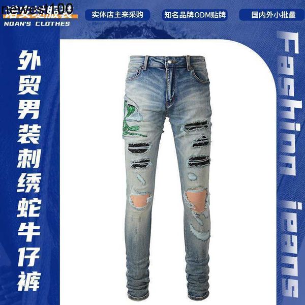 men's jeans amirs designer men's pleated color matching jeans blue embroidery holes snake skin slim fit legged men's pants
men's jeans amirs designer men's pleated color matching jeans blue embroidery holes snake skin slim fit legged men's pants