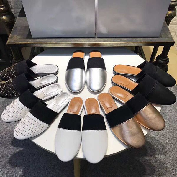 summer beach slippers classic designer baotou lazy flat flip flops 100% leather lady slides letter women shoes cowhide metal sandals large, Black
summer beach slippers classic designer baotou lazy flat flip flops 100% leather lady slides letter women shoes cowhide metal sandals large, Black