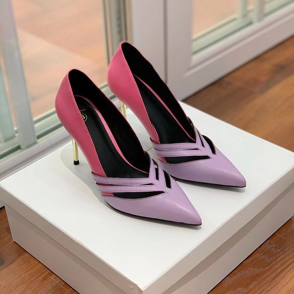bridal shoes stiletto heels pumps dress shoe pointed fashion two color stitching luxury designers 95mm for party with original box, Black
bridal shoes stiletto heels pumps dress shoe pointed fashion two color stitching luxury designers 95mm for party with original box, Black