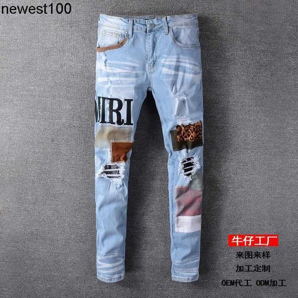men's jeans amirs designer casual embroidery personalized pasted jeans men's hole fashion brand slim leggings, Blue
men's jeans amirs designer casual embroidery personalized pasted jeans men's hole fashion brand slim leggings, Blue