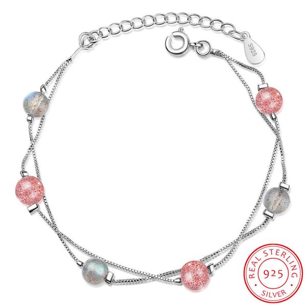 beaded strands double layer ladies' bracelets natural moonstone pink strawberry crystal 925 silver lucky charm bracelet for women girls, Black
beaded strands double layer ladies' bracelets natural moonstone pink strawberry crystal 925 silver lucky charm bracelet for women girls, Black