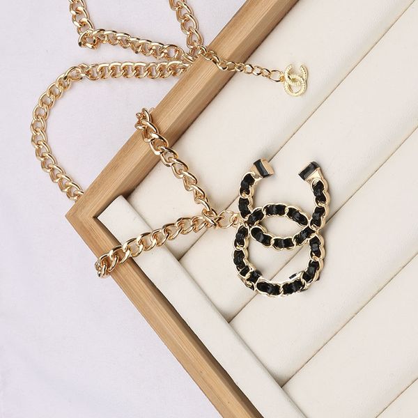 luxury designer double letter pendant necklaces choker chain 18k gold plated black faux leather sweater necklace for women wedding party jew, Silver
luxury designer double letter pendant necklaces choker chain 18k gold plated black faux leather sweater necklace for women wedding party jew, Silver