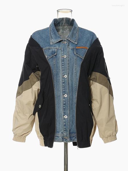 women's jackets hit color coats for women lapel long sleeve patchwork denim casual loose female autumn clothing fashion 2022, Black;brown
women's jackets hit color coats for women lapel long sleeve patchwork denim casual loose female autumn clothing fashion 2022, Black;brown