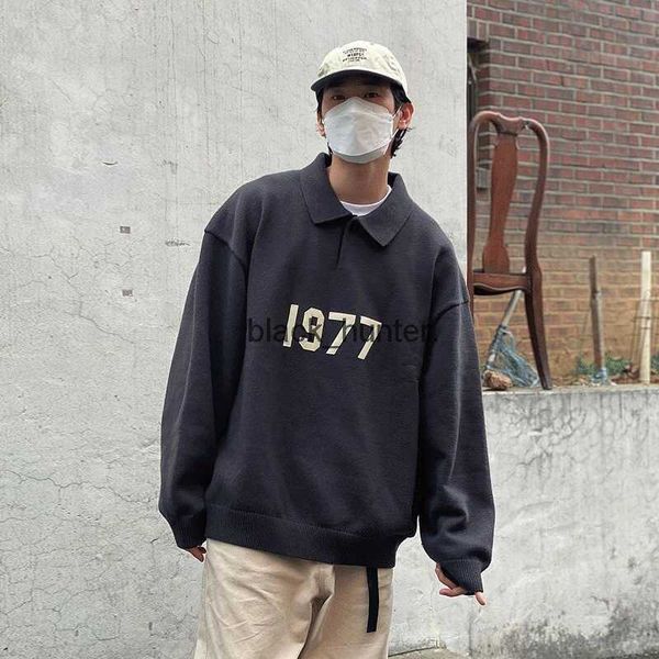 men's sweaters essential designer double thread 1977 embroidery polo neck sweater fashion brand sweater, White;black
men's sweaters essential designer double thread 1977 embroidery polo neck sweater fashion brand sweater, White;black