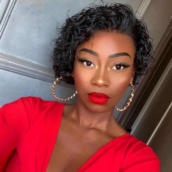 short curly lace front wigs 13x1 brazilian water wave human hair wigs pixie cut transparent wig for black women, Black;brown
short curly lace front wigs 13x1 brazilian water wave human hair wigs pixie cut transparent wig for black women, Black;brown