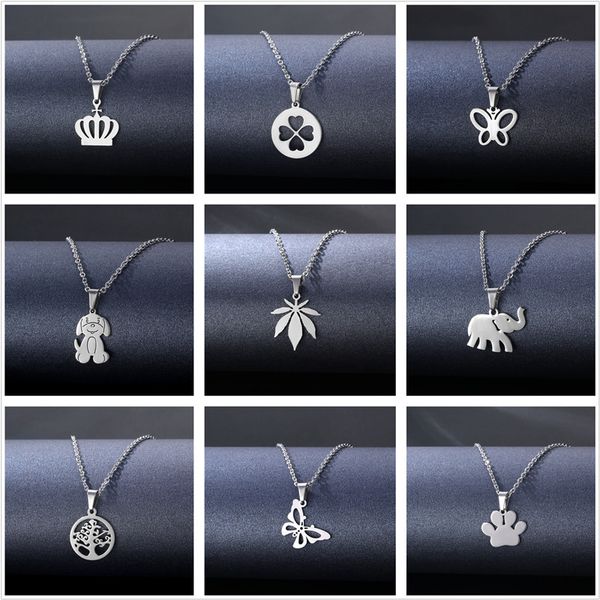new hip hop pendant necklaces cool cartoon cute butterfly four-leaf clover necklace stainless steel geometric clavicle chain, Silver
new hip hop pendant necklaces cool cartoon cute butterfly four-leaf clover necklace stainless steel geometric clavicle chain, Silver