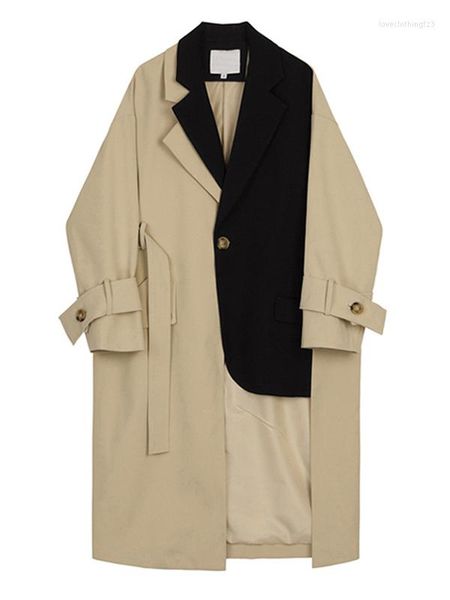women's trench coats casual patchwork hit color coat for women v neck long sleeve irregular loose designer female 2022 spring, Tan;black
women's trench coats casual patchwork hit color coat for women v neck long sleeve irregular loose designer female 2022 spring, Tan;black