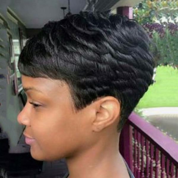 

chic short pixie cut layered human brazilian hair bob wig african american virgin glueless wigs none lace wig for black women, Black;brown