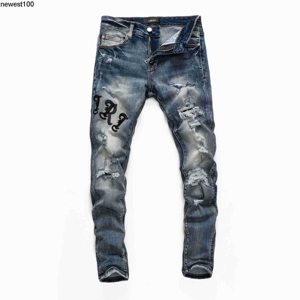 men's designer jeans amirs men's wear hole patch jeans youth slim print locomotive pants, Blue
men's designer jeans amirs men's wear hole patch jeans youth slim print locomotive pants, Blue
