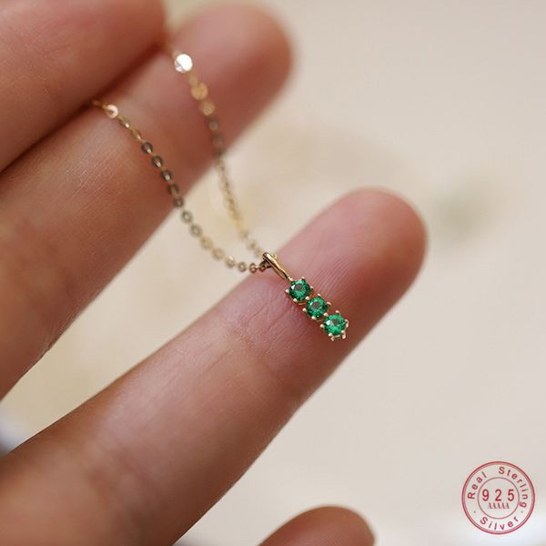 pendant necklaces 925 sterling sier 14k gold plated necklace for women retro green three zircon mini clavicle chain exquisite party smt8e, Silver
pendant necklaces 925 sterling sier 14k gold plated necklace for women retro green three zircon mini clavicle chain exquisite party smt8e, Silver