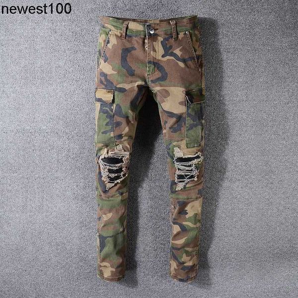men's designer jeans fashion brand multi pocket amirs jeans patch camouflage hole elastic slim fit pants, Blue
men's designer jeans fashion brand multi pocket amirs jeans patch camouflage hole elastic slim fit pants, Blue