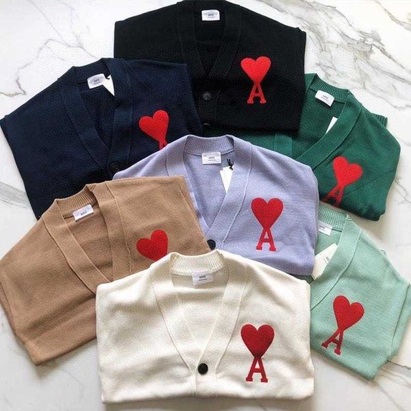 women's sweaters amis designer love letter sweater cardigan autumn winter new wool sweater single breasted v-neck for men women sweater, White;black
women's sweaters amis designer love letter sweater cardigan autumn winter new wool sweater single breasted v-neck for men women sweater, White;black