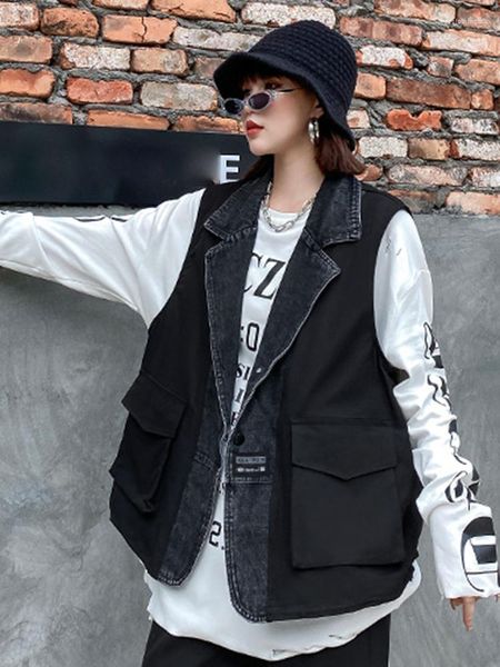 women's jackets vintage vest coat for women v neck sleeveless patchwork denim loose vests coats female summer fashion clothing 2022, Black;brown
women's jackets vintage vest coat for women v neck sleeveless patchwork denim loose vests coats female summer fashion clothing 2022, Black;brown