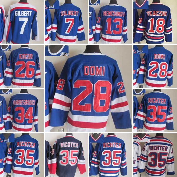 1926-1999 movie retro ccm hockey jersey embroidery 35 mike richter 7 rod gilbert 13 sergei nemchinov 18 walt tkaczuk 26 joe kocur 28 tie dom, Black;red
1926-1999 movie retro ccm hockey jersey embroidery 35 mike richter 7 rod gilbert 13 sergei nemchinov 18 walt tkaczuk 26 joe kocur 28 tie dom, Black;red