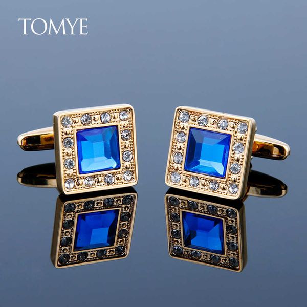 cufflinks for men tomye xk21s015 luxury blue crystal square gold formal business dress shirt cuff links for gifts, Silver
cufflinks for men tomye xk21s015 luxury blue crystal square gold formal business dress shirt cuff links for gifts, Silver