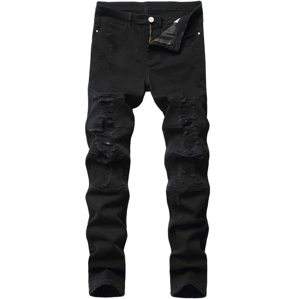 men's jeans mens black fashion ripped denim pants skinny pencil holes broken biker plain solid, Blue
men's jeans mens black fashion ripped denim pants skinny pencil holes broken biker plain solid, Blue