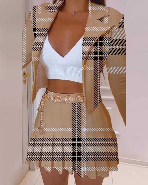 women's two piece pants women pleated mini skirts suit and one button long sleeve blazer streetwear chic matching two 2 piece set, White
women's two piece pants women pleated mini skirts suit and one button long sleeve blazer streetwear chic matching two 2 piece set, White