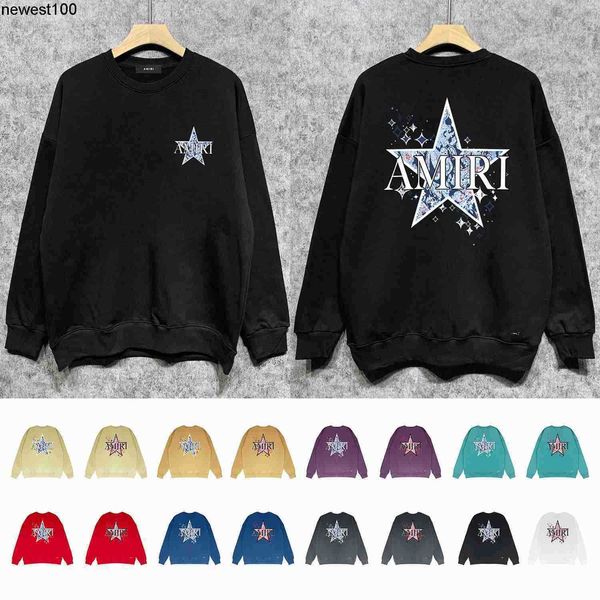 men's hoodies designer sweatshirts long term availability fashion brand amirs color five pointed printed round neck men's sweater, Black
men's hoodies designer sweatshirts long term availability fashion brand amirs color five pointed printed round neck men's sweater, Black