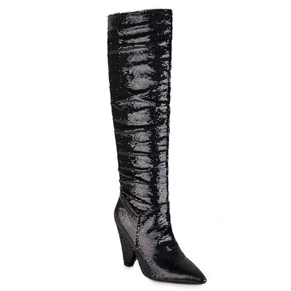 boots pointed sequins color embroidery shiny kneelength bling gradient dot pattern winter changing shoes 221013, Black
boots pointed sequins color embroidery shiny kneelength bling gradient dot pattern winter changing shoes 221013, Black