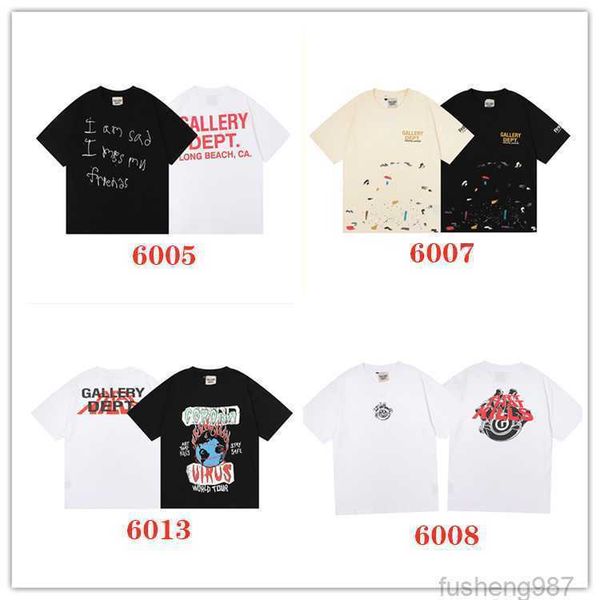 men's t-shirts summer 2022 galleryes series printed short sleeve men and women lovers leisure street hip hop trend, White;black 
men's t-shirts summer 2022 galleryes series printed short sleeve men and women lovers leisure street hip hop trend, White;black