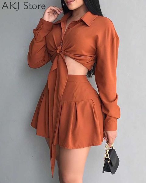 women's two piece pants women long sleeve buttoned tied detail pleated skirt set t221012, White
women's two piece pants women long sleeve buttoned tied detail pleated skirt set t221012, White