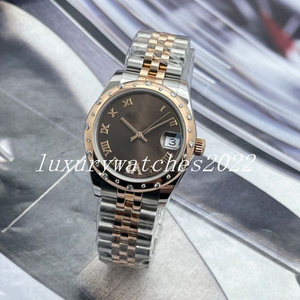 ladies watch super v5 mechanical 31mm 6 digits diamond automatic movement stainless steel strap date sapphire glass fashion wristwatch, Slivery;brown
ladies watch super v5 mechanical 31mm 6 digits diamond automatic movement stainless steel strap date sapphire glass fashion wristwatch, Slivery;brown