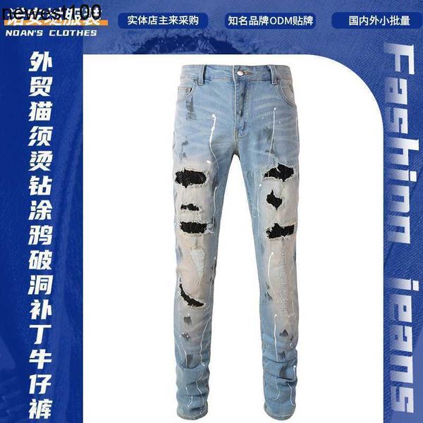 men's designer jeans amirs jeans have holes men's cat needs to drilled graffiti jeans youth slim fit leggings, Blue
men's designer jeans amirs jeans have holes men's cat needs to drilled graffiti jeans youth slim fit leggings, Blue
