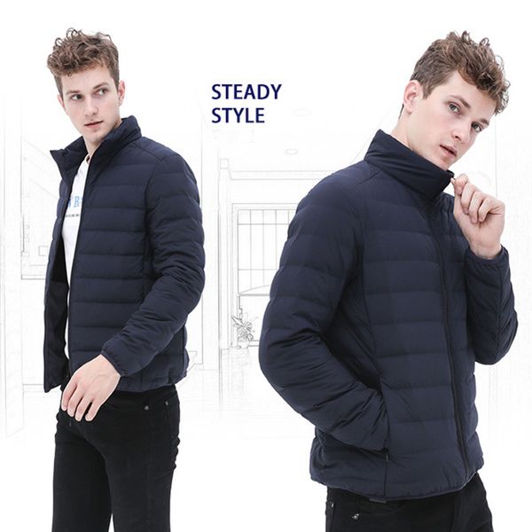 white duck down jacket men's winter fashion casual coat hooded windbreaker men outwear, Black
white duck down jacket men's winter fashion casual coat hooded windbreaker men outwear, Black