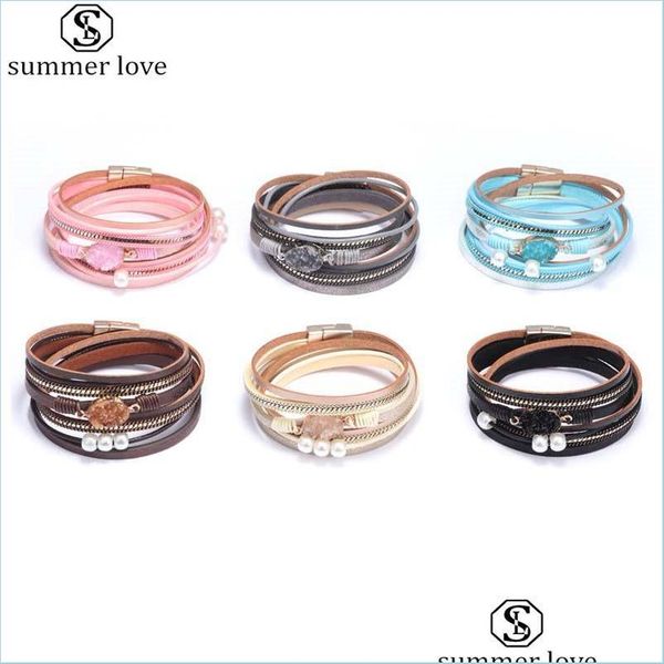 chain women mtilayer leather wrap bracelet imitation pearl handmade wristband beads cuff bangle with magnetic buckle jewelry for ladi dhnbg, Black
chain women mtilayer leather wrap bracelet imitation pearl handmade wristband beads cuff bangle with magnetic buckle jewelry for ladi dhnbg, Black
