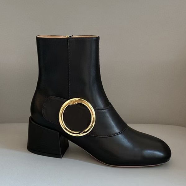 luxury designer ankle boots fashion gold metal buckle decoration 100% cowskin womens shoes round toes martin combat boots 35-42 with box, Black
luxury designer ankle boots fashion gold metal buckle decoration 100% cowskin womens shoes round toes martin combat boots 35-42 with box, Black