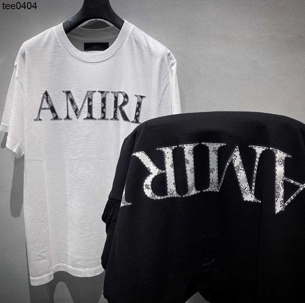 high version 2022 summer new fashion brand amirs cashew blossom foaming letter printed men's and women's short sleeve t-shirt, White;black
high version 2022 summer new fashion brand amirs cashew blossom foaming letter printed men's and women's short sleeve t-shirt, White;black