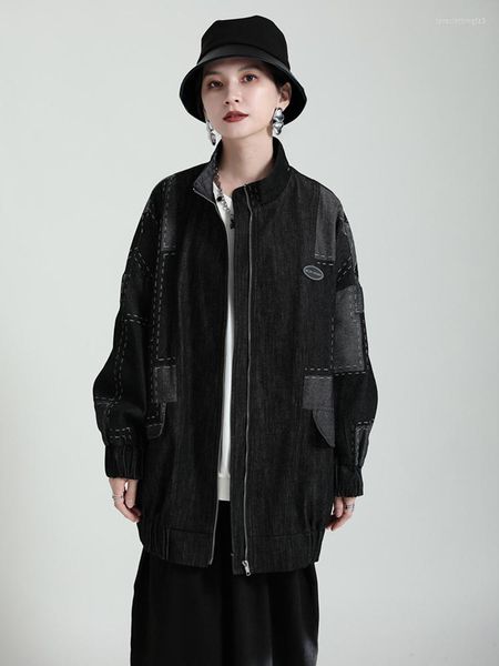 women's jackets patchwork denim coats for women lapel long sleeve hit color temperament coat female autumn clothing fashion 2022, Black;brown
women's jackets patchwork denim coats for women lapel long sleeve hit color temperament coat female autumn clothing fashion 2022, Black;brown