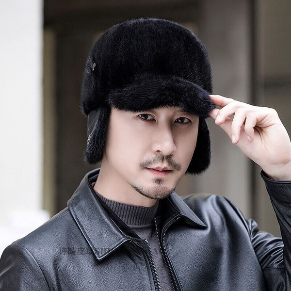 men real mink fur hat winter warm baseball cap peaked hat leather earmuffs black, Blue;gray
men real mink fur hat winter warm baseball cap peaked hat leather earmuffs black, Blue;gray
