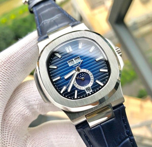 Image of Sport Watch Mens Automatic Mechanical Watches Silver Case Blue Dial Stainless Luxury Band Mens Watches 5711/1a-010