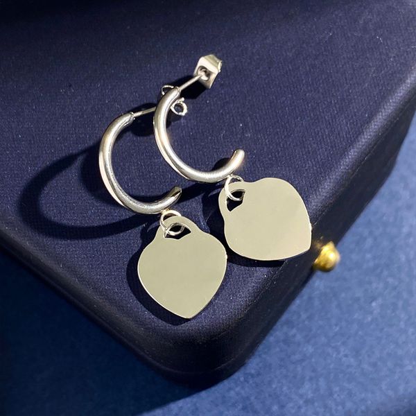 new fashion heart love earrings hypoallergenic rose gold silver stud stainless steel t earrings for womens gift, Golden;silver