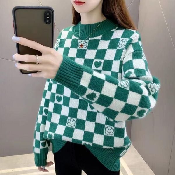 women's sweaters luxury casual long sleeve o neck thick pullover vintage knitted pull femme jumpers, White;black
women's sweaters luxury casual long sleeve o neck thick pullover vintage knitted pull femme jumpers, White;black