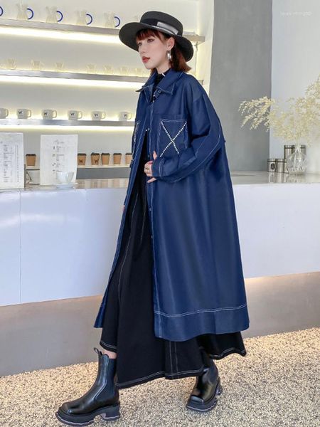 women's jackets solid denim trench for women lapel long sleeve patchwork single breasted loose vintage trenches female autumn, Black;brown
women's jackets solid denim trench for women lapel long sleeve patchwork single breasted loose vintage trenches female autumn, Black;brown