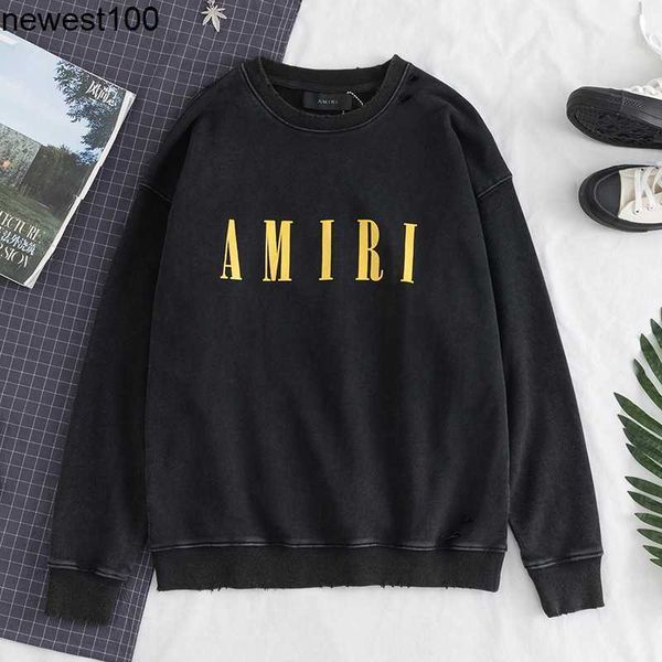 men's hoodies designer sweatshirts autumn new amirs basic letter printed washing damage pullover round neck sweater, Black
men's hoodies designer sweatshirts autumn new amirs basic letter printed washing damage pullover round neck sweater, Black
