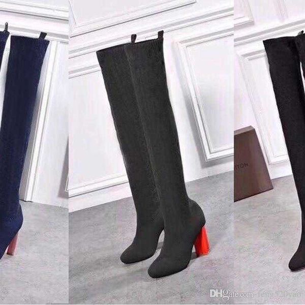 autumn winter socks heeled heel long boots fashion knitted elastic boot designer alphabetic women shoes lady letter thick high heels shoe, Black
autumn winter socks heeled heel long boots fashion knitted elastic boot designer alphabetic women shoes lady letter thick high heels shoe, Black