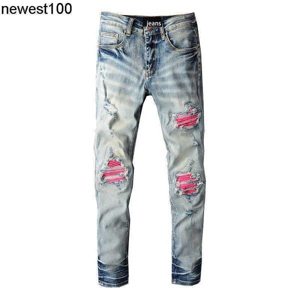 men's jeans tide designer brand hole patch amirs jeans fold collage slim fit beggar hole locomotive jeans, Blue
men's jeans tide designer brand hole patch amirs jeans fold collage slim fit beggar hole locomotive jeans, Blue