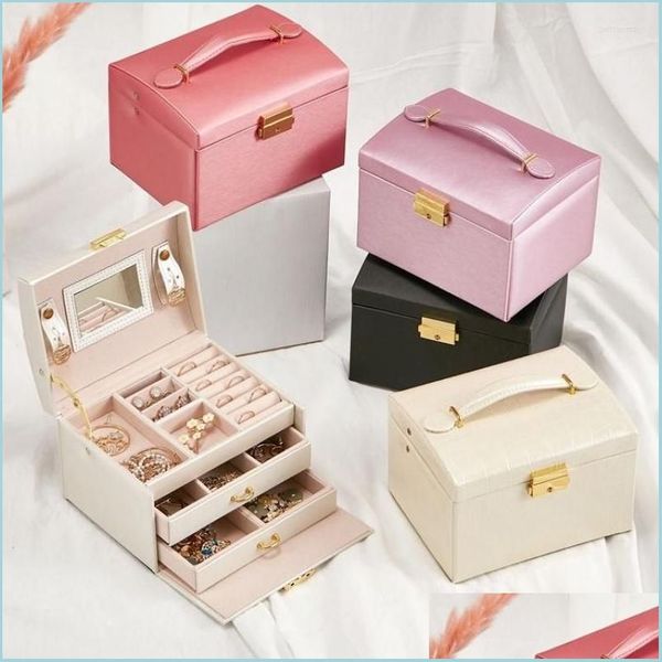 jewelry pouches bags jewelry pouches organizer large box high capacity casket makeup storage leather beauty travel drop delivery 202 dh8kc, Pink;blue
jewelry pouches bags jewelry pouches organizer large box high capacity casket makeup storage leather beauty travel drop delivery 202 dh8kc, Pink;blue