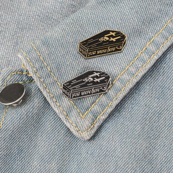 wish you were here coffin cross brooch black coffin skeleton enamel pin halloween coat badge for kids gift jewelry, Blue
wish you were here coffin cross brooch black coffin skeleton enamel pin halloween coat badge for kids gift jewelry, Blue