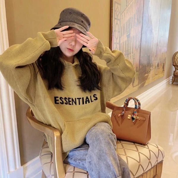 women's sweaters essential designer double thread essentials fashion brand chest letter hooded sweater, White;black
women's sweaters essential designer double thread essentials fashion brand chest letter hooded sweater, White;black
