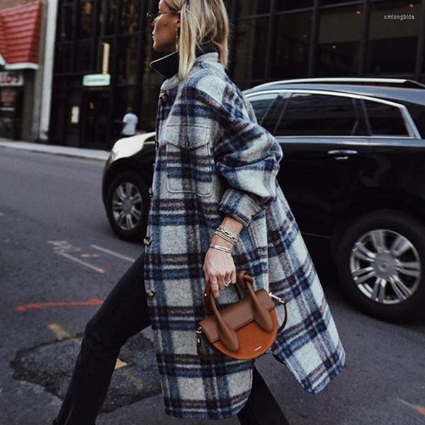 women's wool winter woolen coats women plaid print retro warm long jacket korean style outwear, Black
women's wool winter woolen coats women plaid print retro warm long jacket korean style outwear, Black
