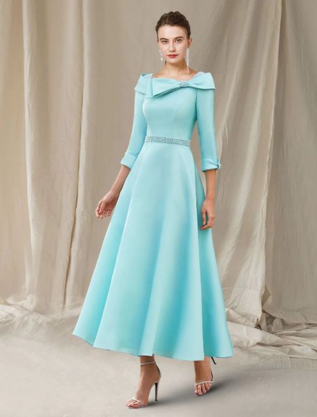 mint green mother of the bride dress elegant bateau neck ankle length satin 3/4 sleeve groom guest gowns with sash 2022 robe de soiree, Black;red
mint green mother of the bride dress elegant bateau neck ankle length satin 3/4 sleeve groom guest gowns with sash 2022 robe de soiree, Black;red