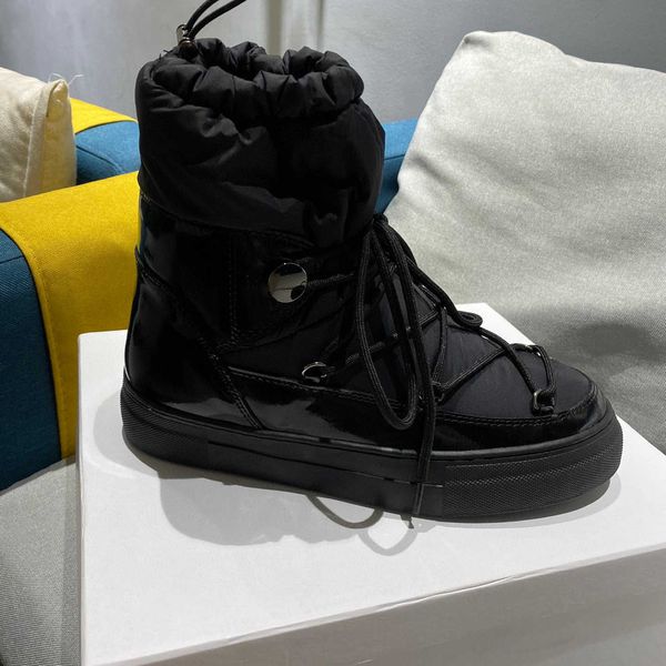 winter boots australi down boots a women platform winter fur snow boot lace-up ankle boots non-slip outsole shoe with box no419, Black