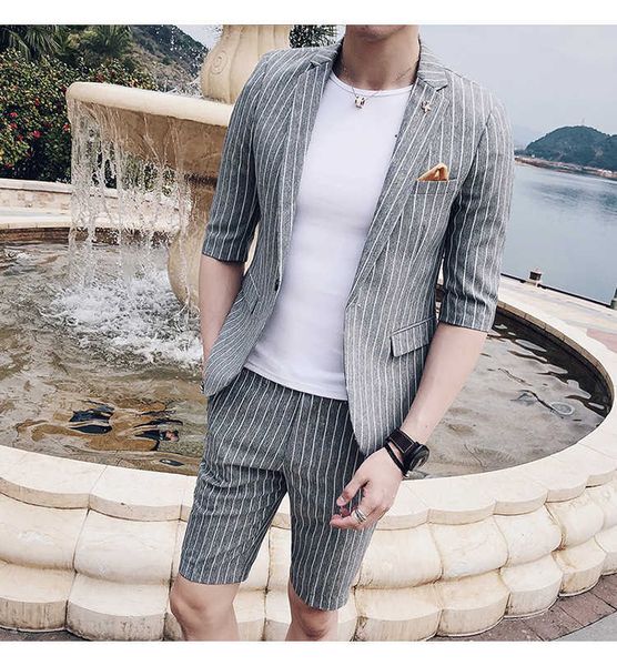 men's suits blazers british striped men's mid-sleeve suit shorts two-piece youth fashion large size summer thin section, White;black
men's suits blazers british striped men's mid-sleeve suit shorts two-piece youth fashion large size summer thin section, White;black