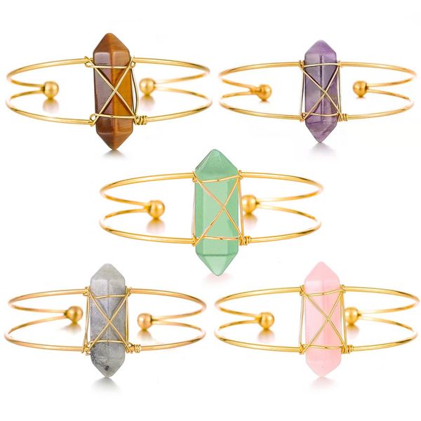 natural stone cuff chakra hexagon prism charms rose green crystal quartz bracelet gold color bangle brand jewelry for women, White
natural stone cuff chakra hexagon prism charms rose green crystal quartz bracelet gold color bangle brand jewelry for women, White
